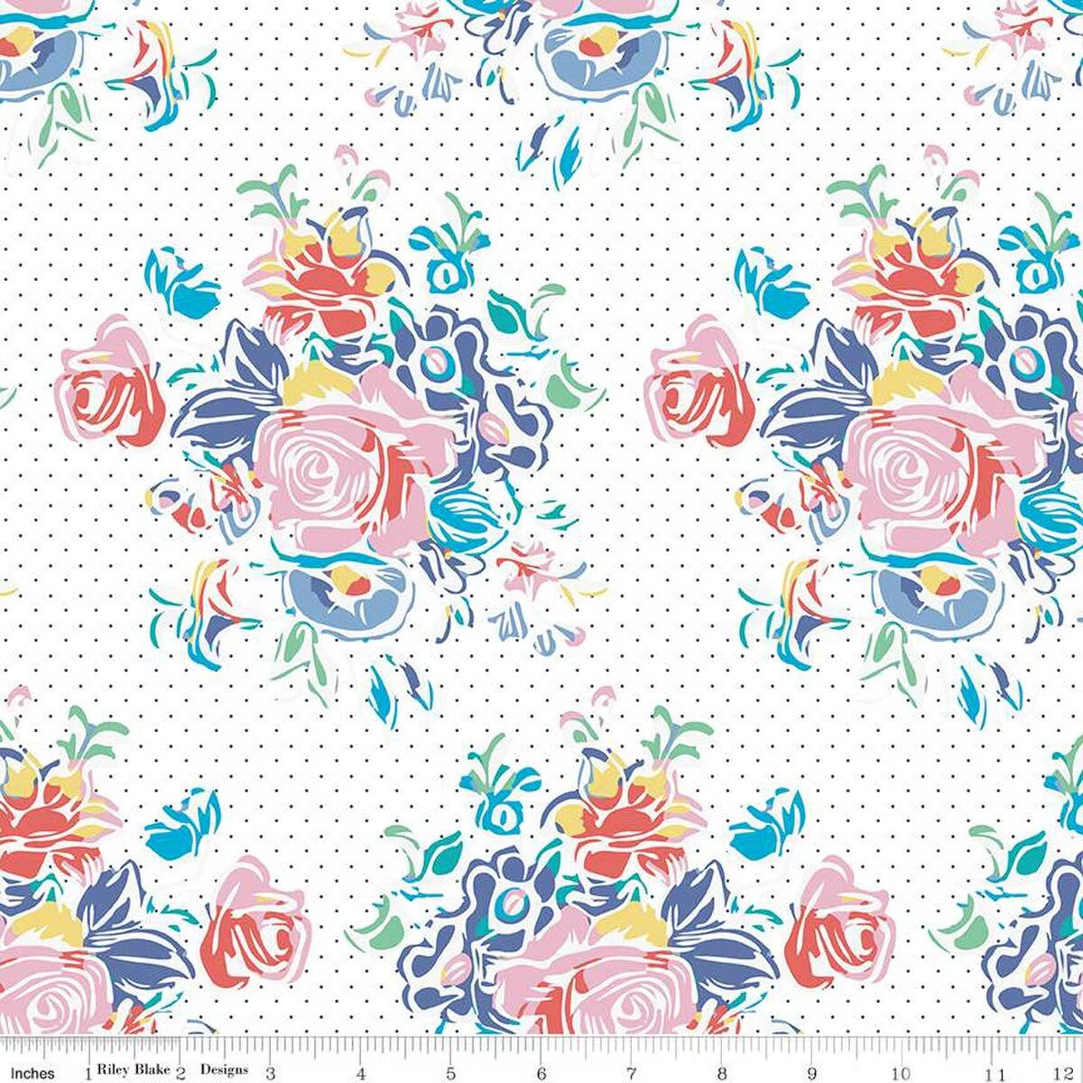 Remnant Riley Blake Always in Season Large Floral White American Jane Quilting Fabric