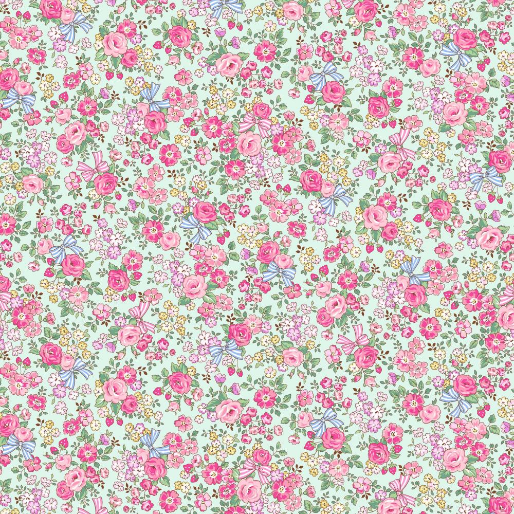 Find Me Ribbon and Flower Bouquet Light Blue Broadcloth Cosmo 1D Japanese Fabric