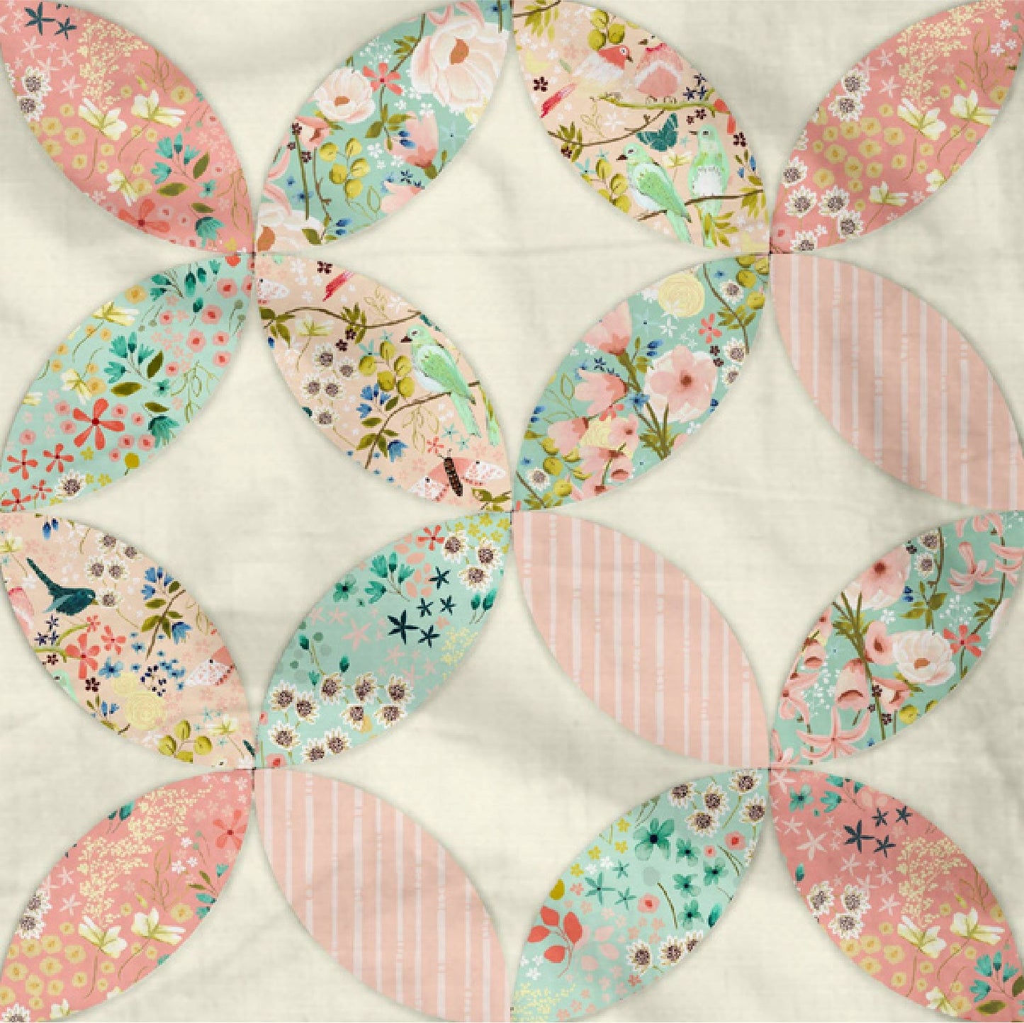 Poppie Cotton Serenity Blooms by Ginger Deverell Fat Quarter, Half Yard Set