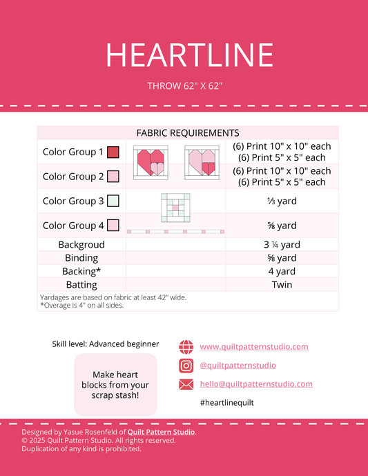 Heartline Quilt PDF Pattern