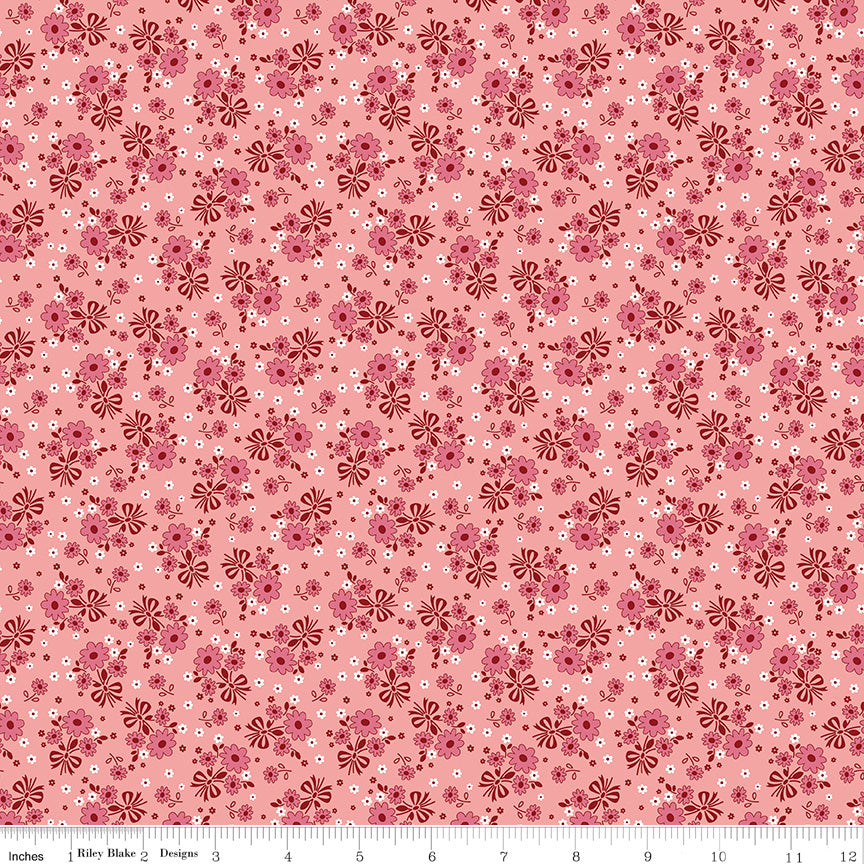 Riley Blake Calico Bouquet Heirloom by Lori Holt Coral Quilting Fabric