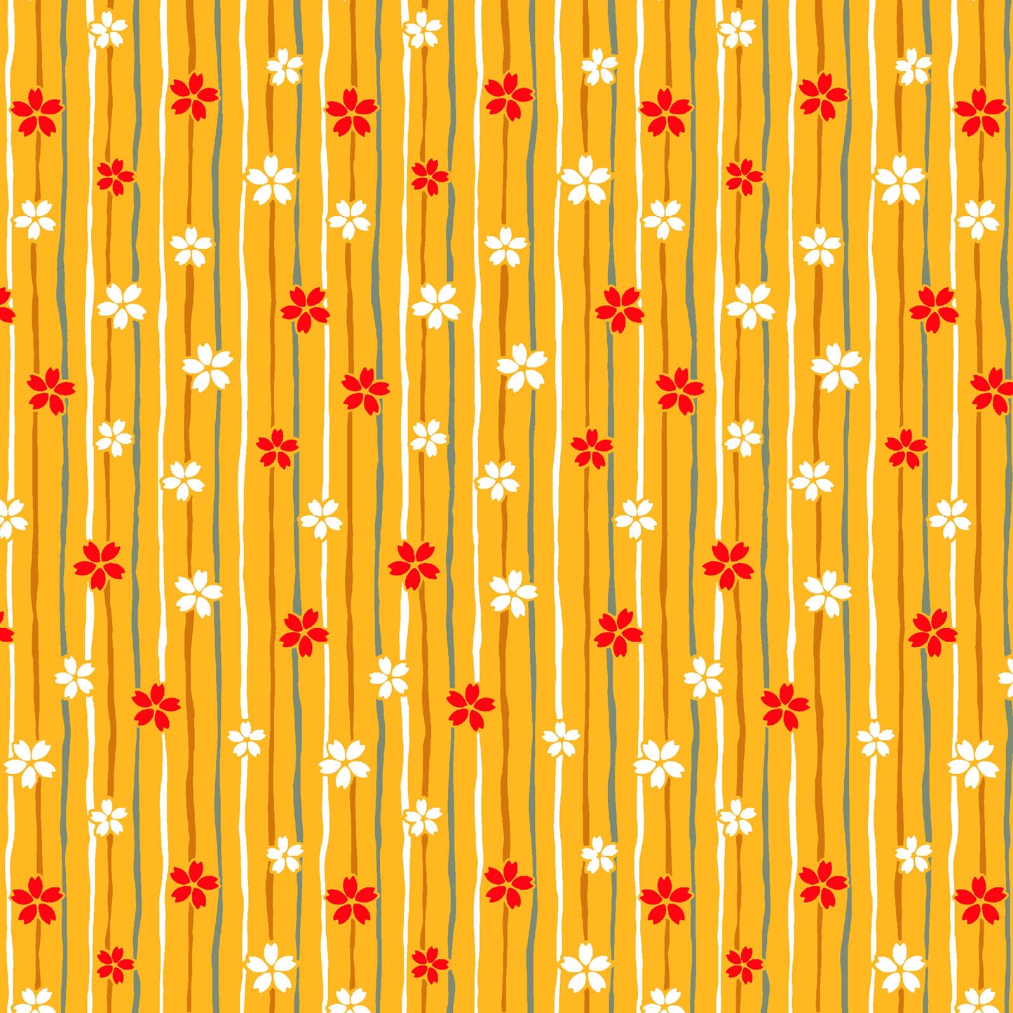 Iroha Komon Stripe and Sakura Kimono Yellow Orange Cosmo