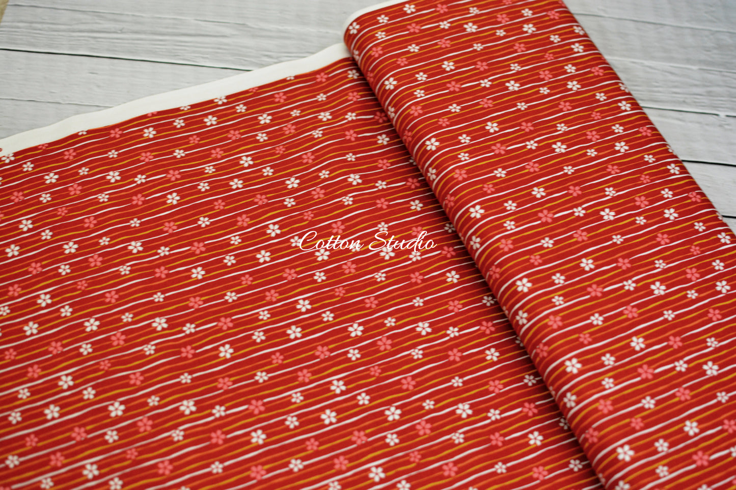 Iroha Komon Stripe and Sakura Kimono Red Cosmo