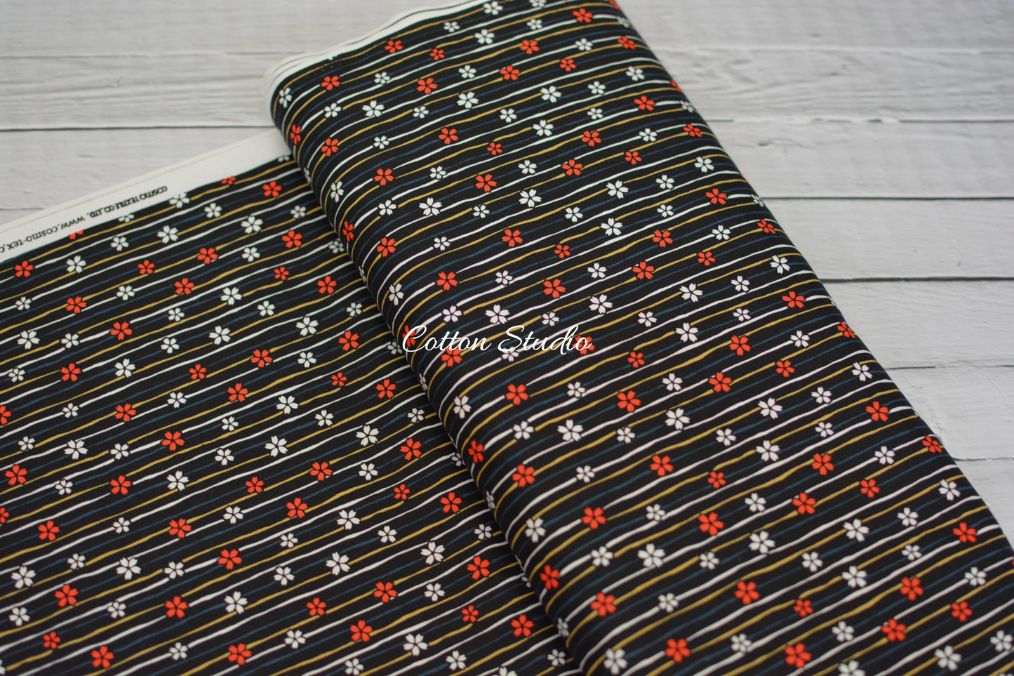 Iroha Komon Stripe and Sakura Kimono Black Cosmo