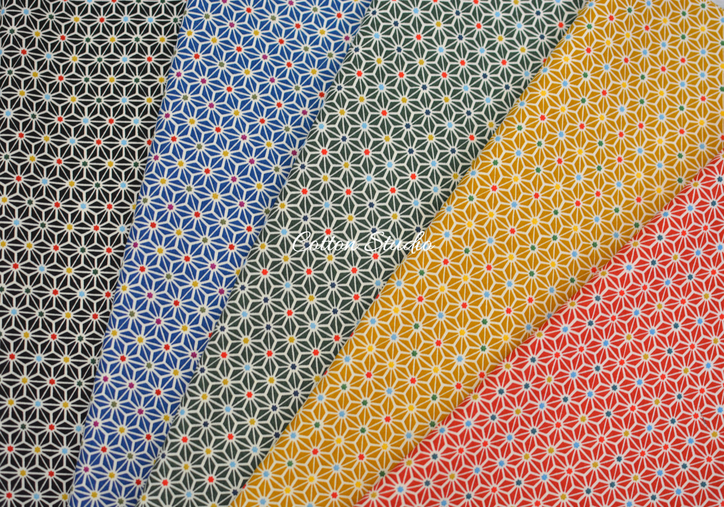 Iroha Komon Asanoha Hemp Flowers Kimono Fat Quarter Set