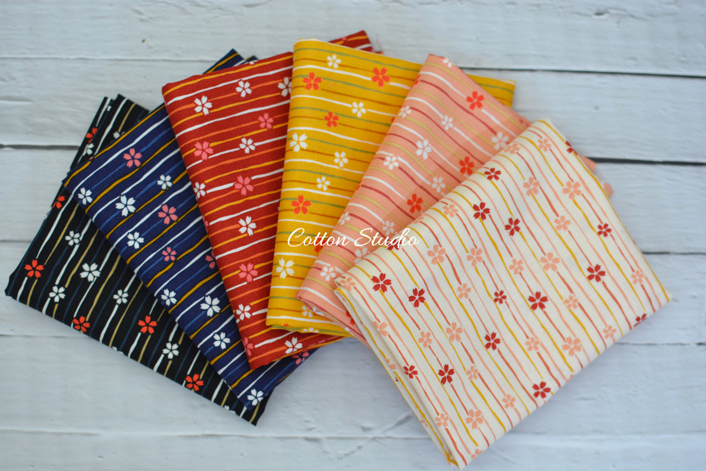 Iroha Komon Stripe and Sakura Kimono Fat Quarter Set