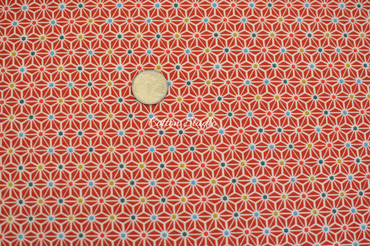 Iroha Komon Asanoha Hemp Flowers Kimono Red Cosmo