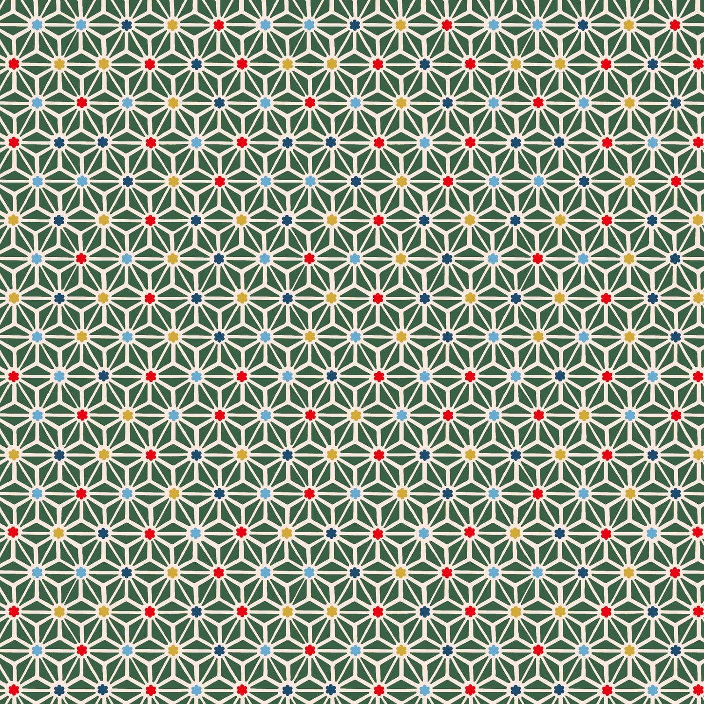 Iroha Komon Asanoha Hemp Flowers Kimono Green Cosmo