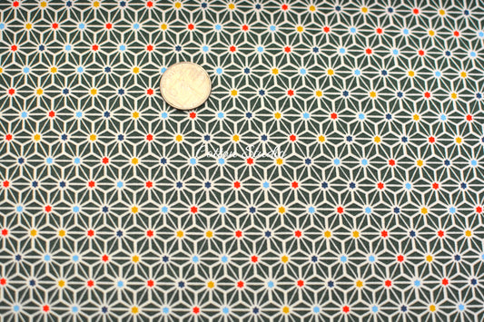 Iroha Komon Asanoha Hemp Flowers Kimono Green Cosmo