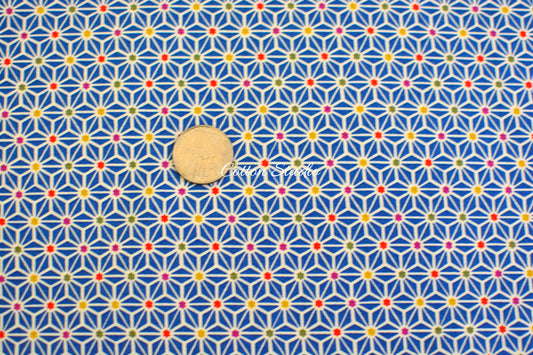 Iroha Komon Asanoha Hemp Flowers Kimono Blue Cosmo