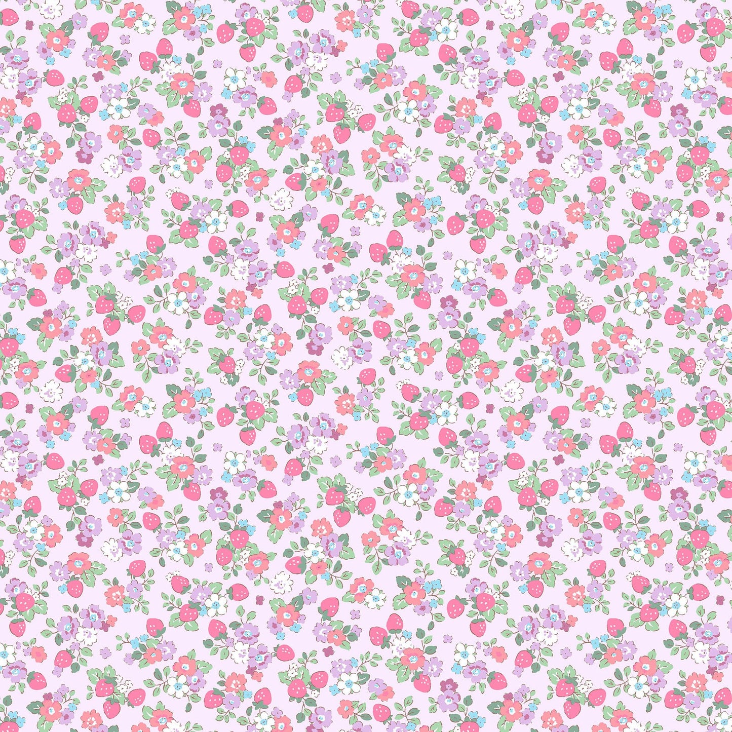 Find Me Strawberry Field Light Lavender Broadcloth Cosmo 1E Japanese Fabric