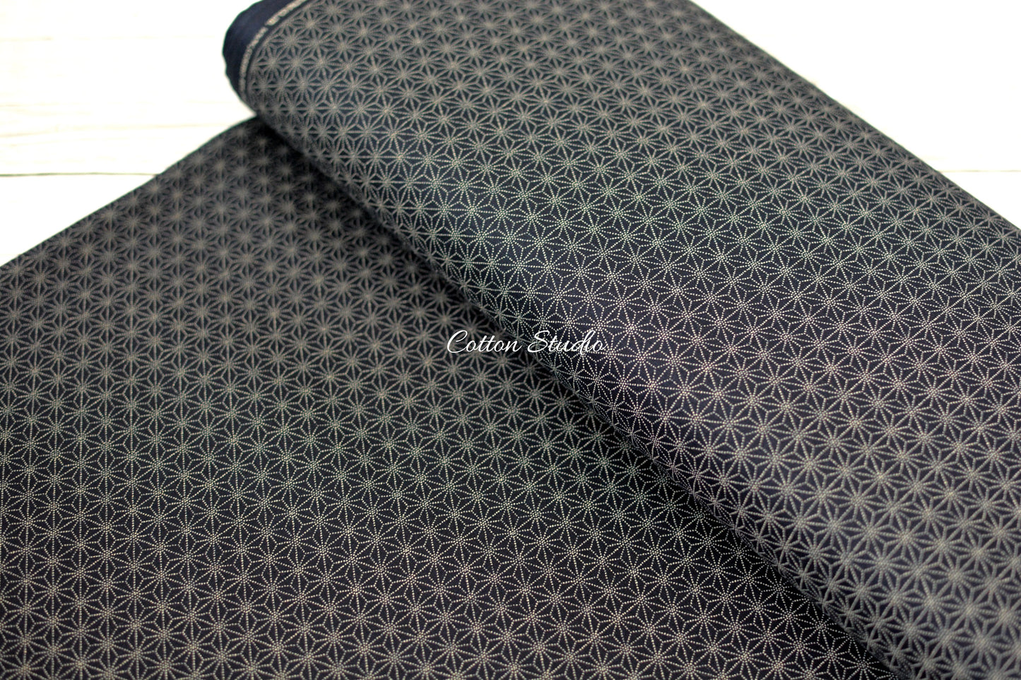 Asanoha Hemp Flowers on Indigo Japanese Fabric