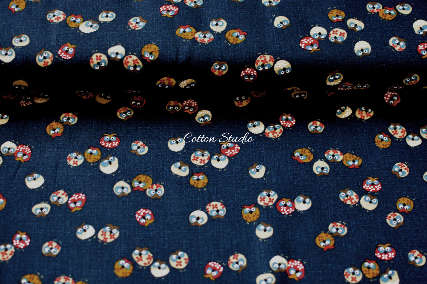 Owls on Indigo Japanese Fabric