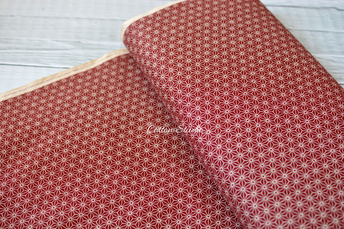 Asanoha Hemp Flowers Red Japanese Fabric