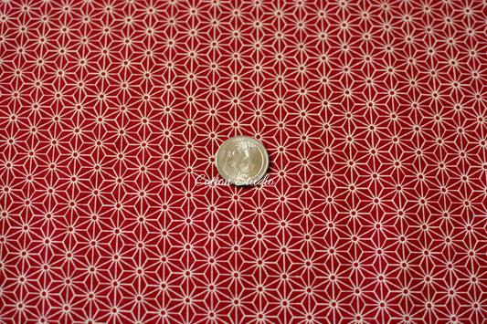 Asanoha Hemp Flowers Red Japanese Fabric