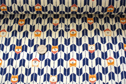 Shiba Inu Traditional Japanese Yagasuri Dogs Print Navy Blue
