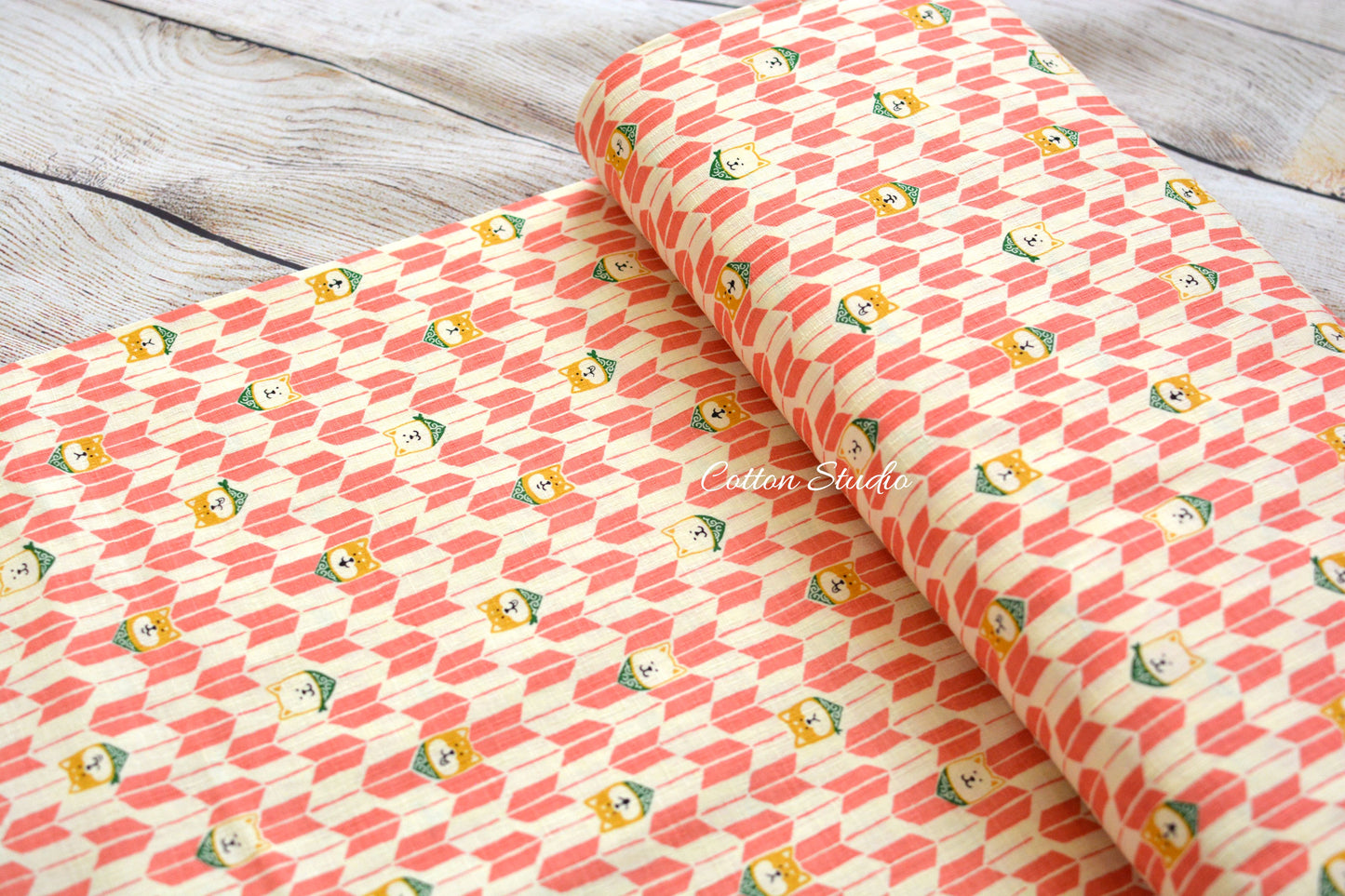 Shiba Inu Traditional Yagasuri Dog Print Pink