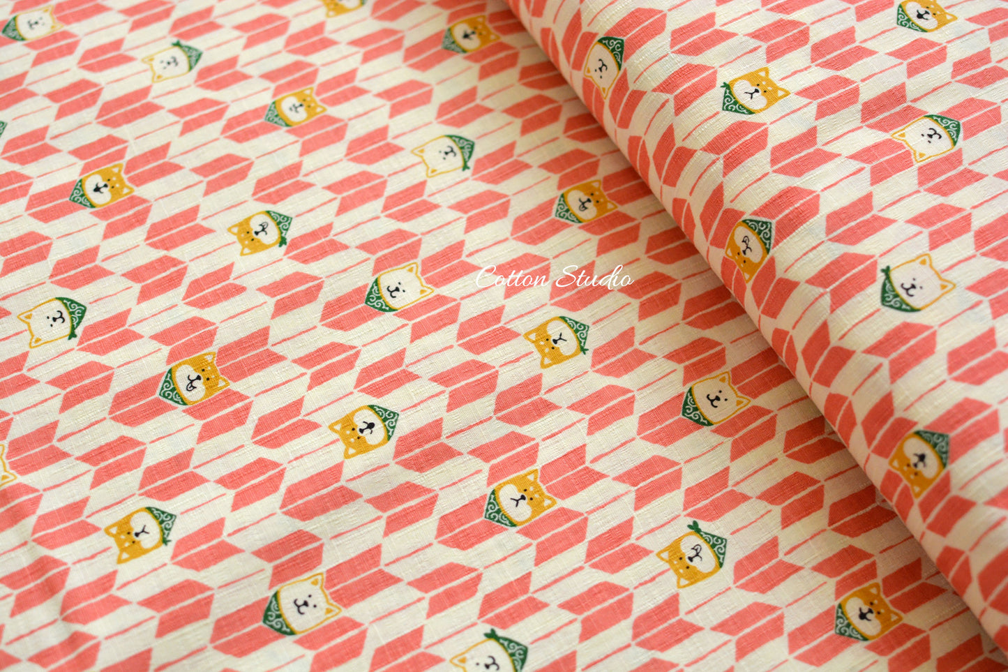 Shiba Inu Traditional Yagasuri Dog Print Pink