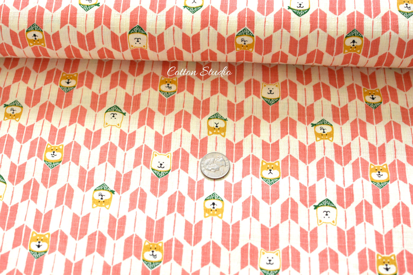 Shiba Inu Traditional Yagasuri Dog Print Pink