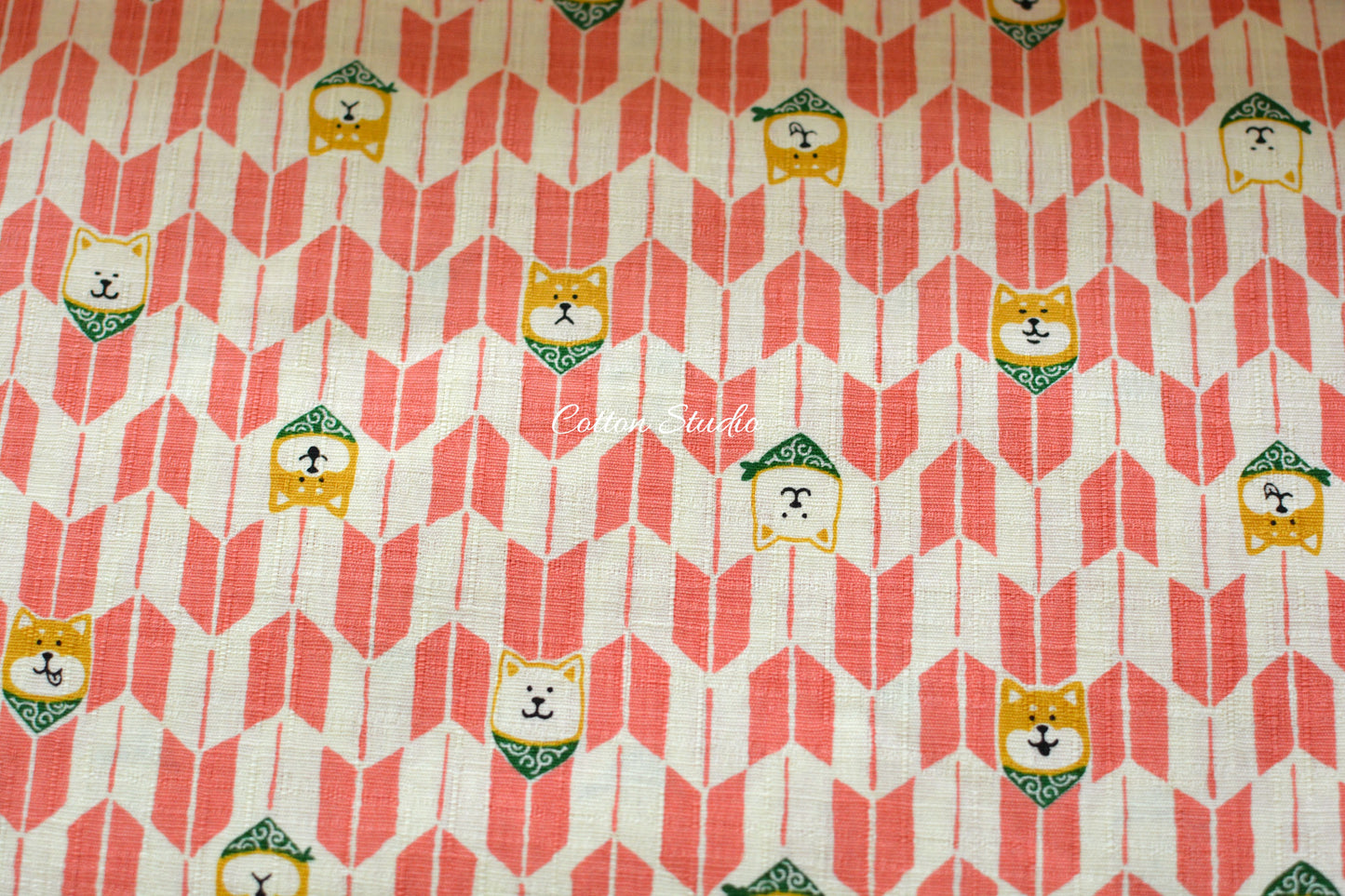 Shiba Inu Traditional Yagasuri Dog Print Pink