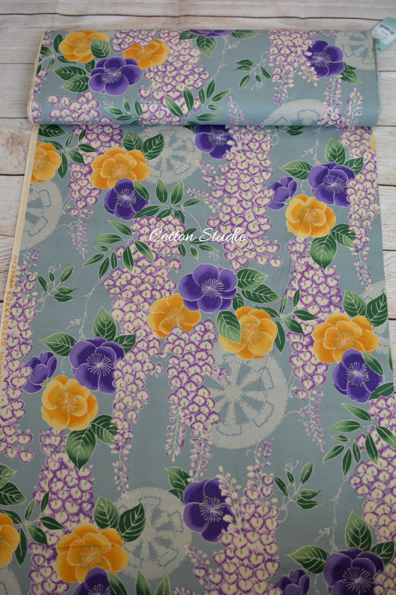 Kokka Classic Japan Wisteria Flowers Blue Kimono Inspired Japanese Fabric