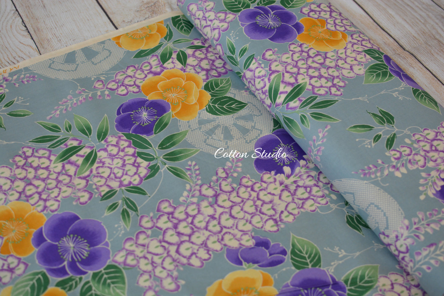 Kokka Classic Japan Wisteria Flowers Blue Kimono Inspired Japanese Fabric