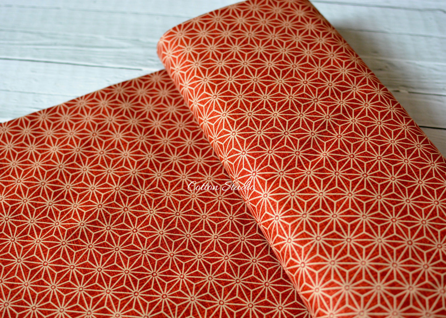 Asanoha Hemp Flowers Medium Red Japanese Fabric