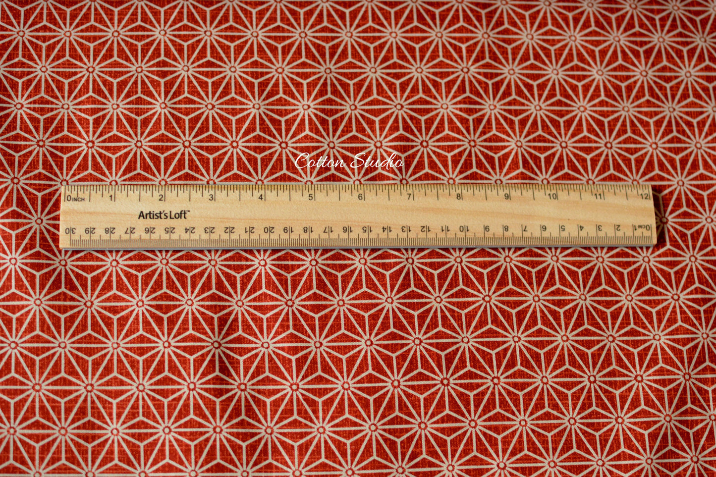 Asanoha Hemp Flowers Medium Red Japanese Fabric