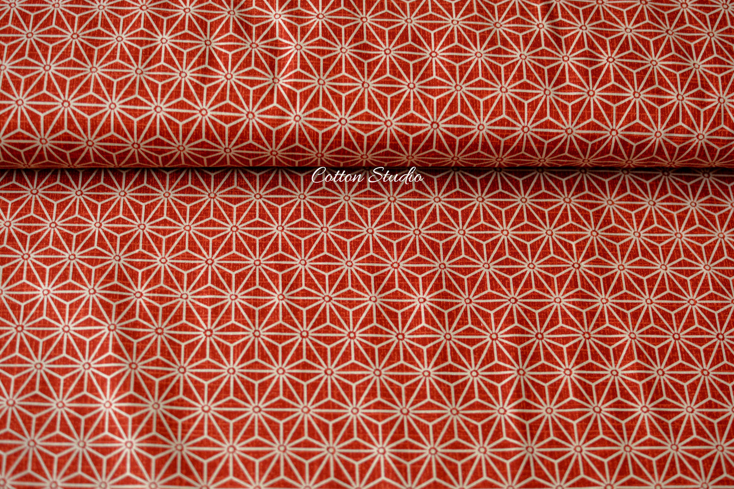 Asanoha Hemp Flowers Medium Red Japanese Fabric