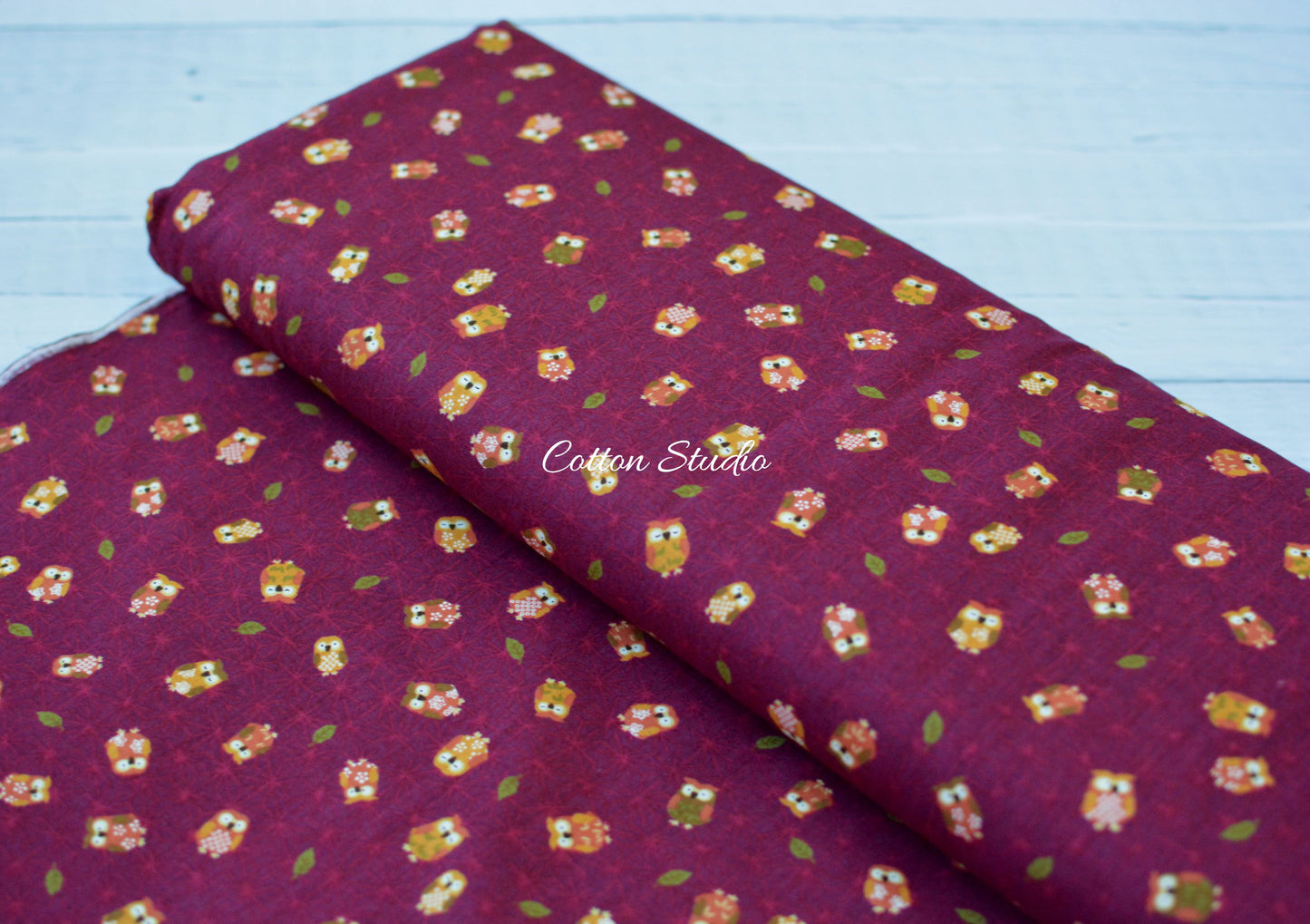 Owl and Asanoha Dark Red Sevenberry