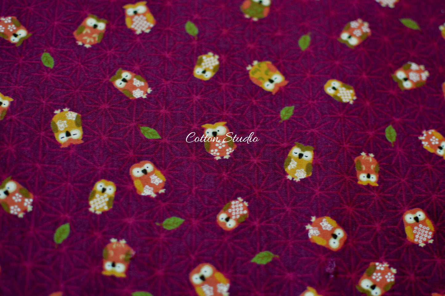 Owl and Asanoha Dark Red Sevenberry
