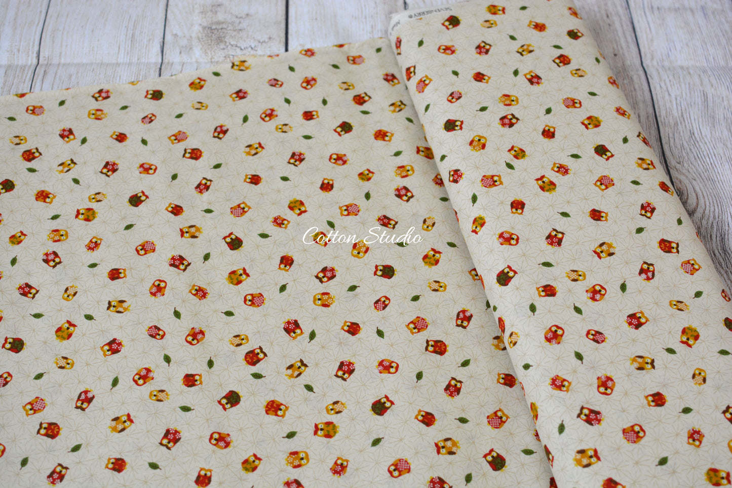 Owl and Asanoha Beige Sevenberry
