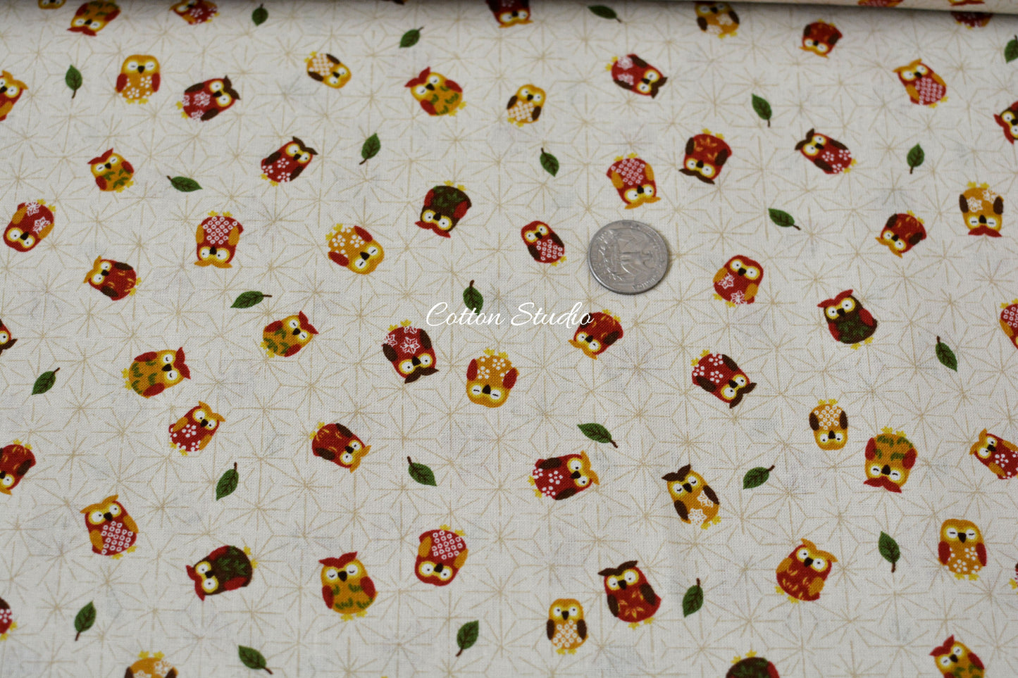 Owl and Asanoha Beige Sevenberry