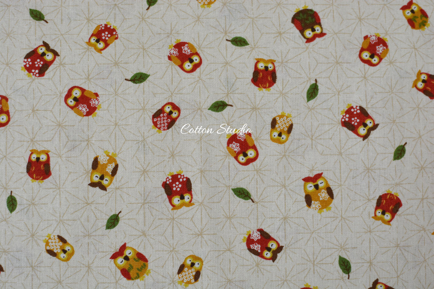 Owl and Asanoha Beige Sevenberry