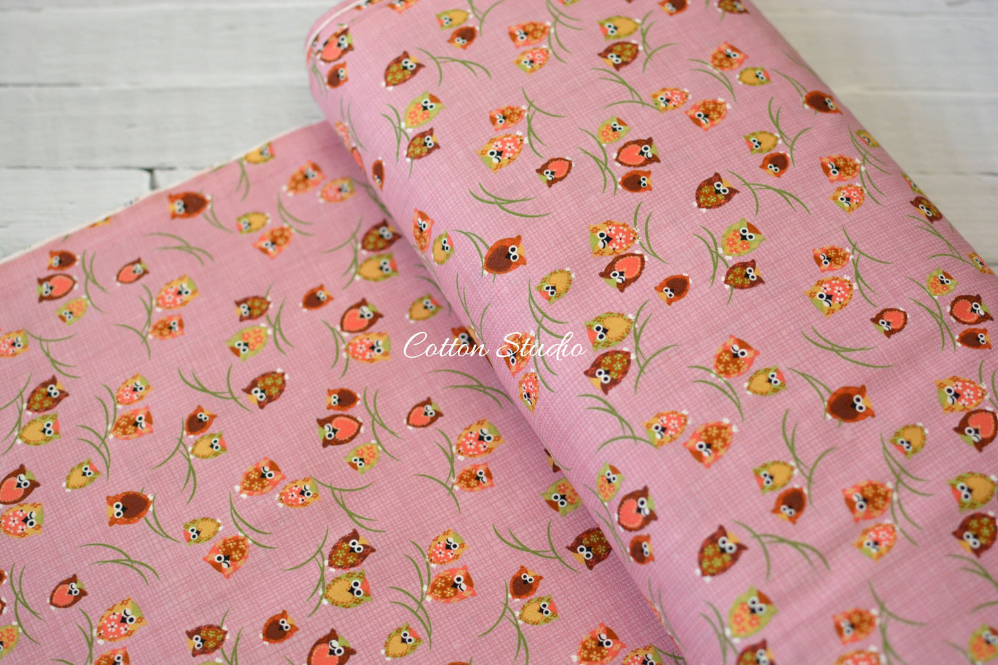 Owls Pink Japanese Fabric