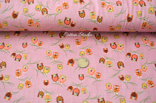 Owls Pink Japanese Fabric