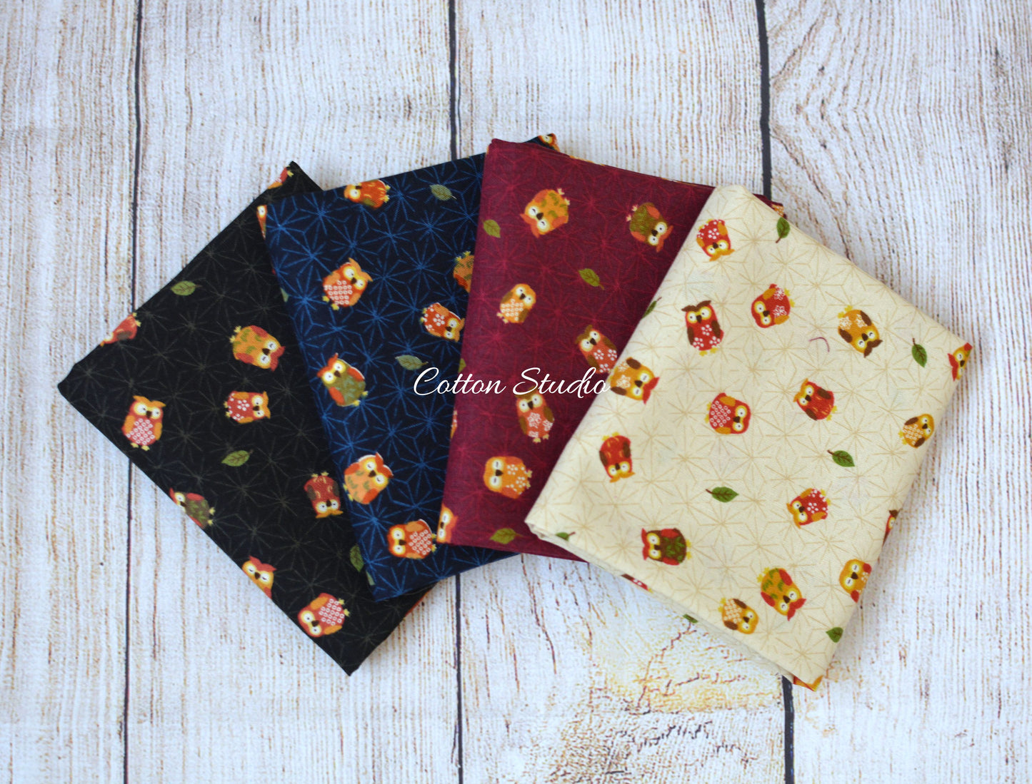 Owl Fat Quarter Bundle Set Japanese Fabric