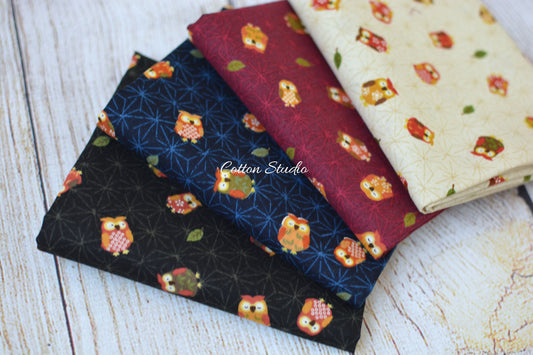 Owl Fat Quarter Bundle Set Japanese Fabric
