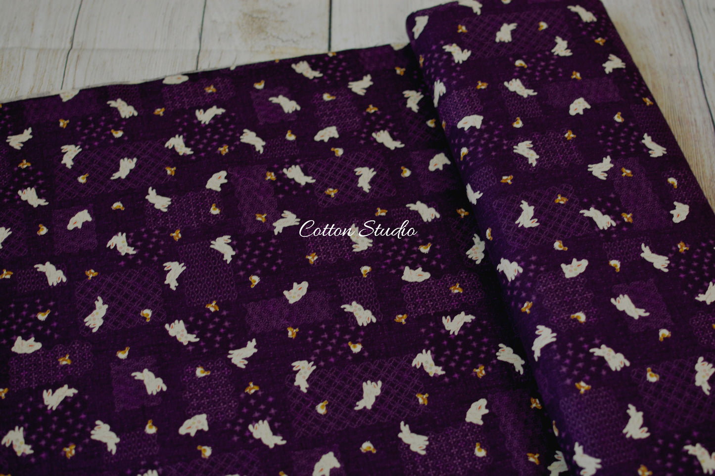 Rabbits Bunnies Traditional Prints Purple Sevenberry Japanese Fabric