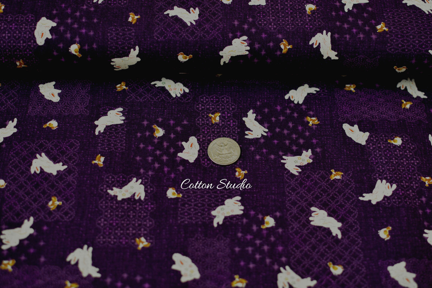Rabbits Bunnies Traditional Prints Purple Sevenberry Japanese Fabric