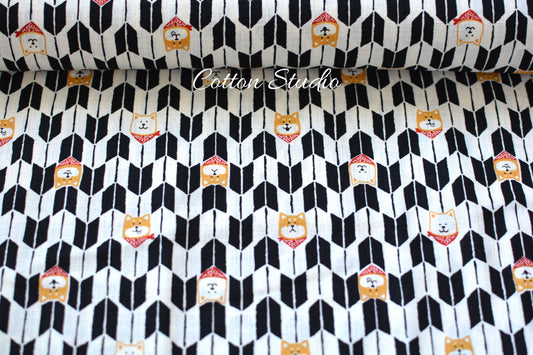 Remnant Shiba Inu Traditional Yagasuri Dog Print Black