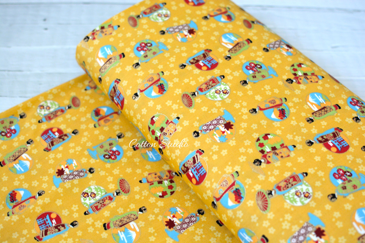 Maiko Sakura Yellow Japanese Fabric