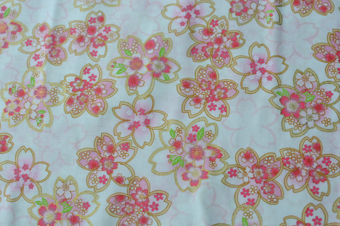 Japanese Fabric Sakura Off White Metallic Gold