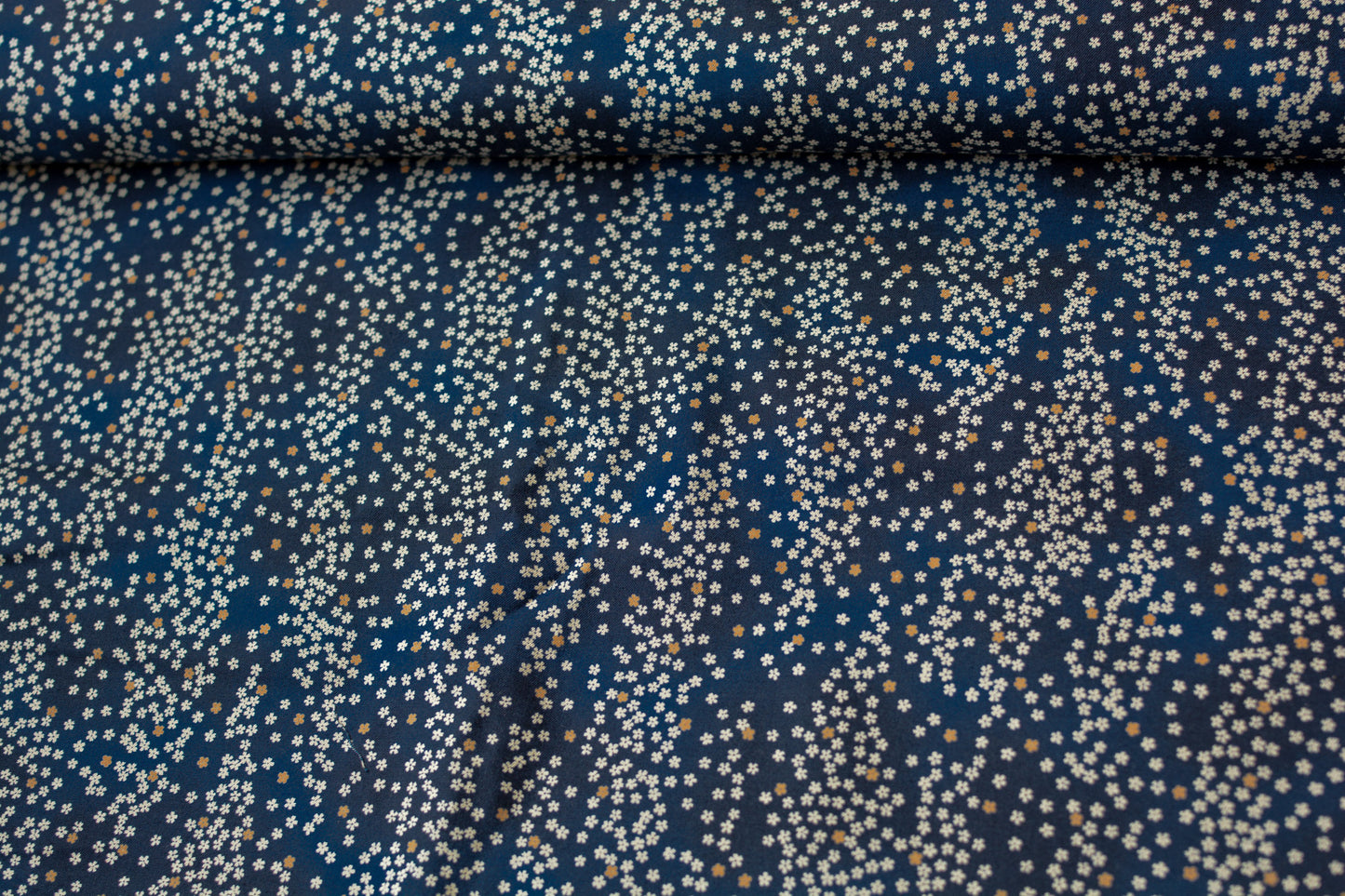 Flowing Cherry Blossoms Navy Blue