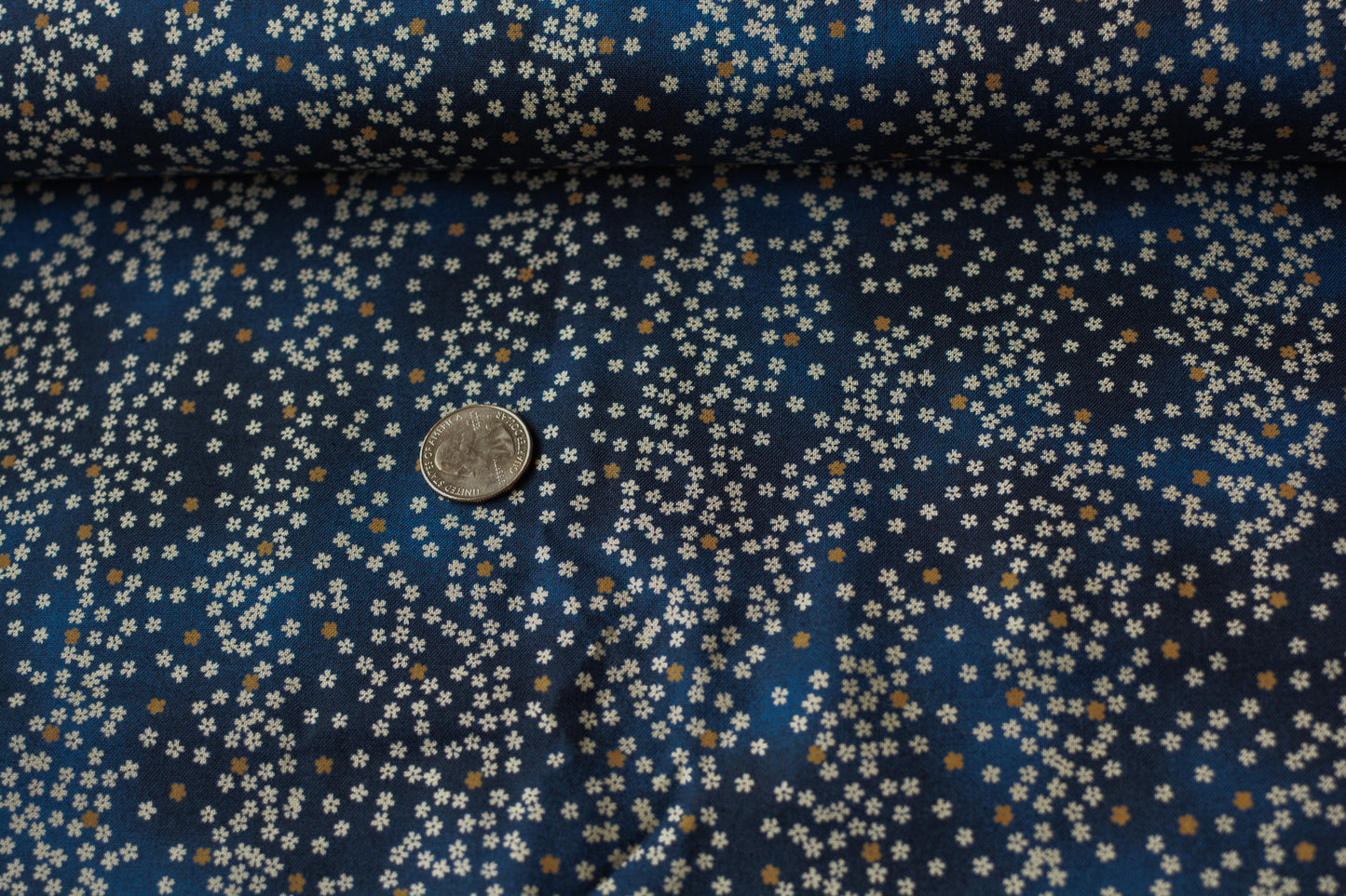Flowing Cherry Blossoms Navy Blue
