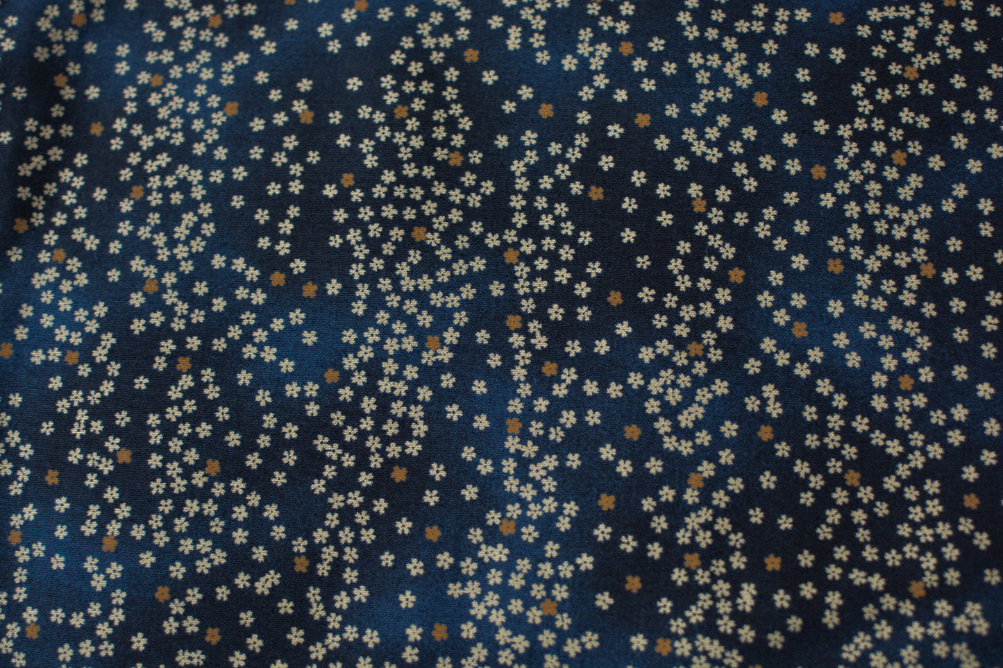 Flowing Cherry Blossoms Navy Blue