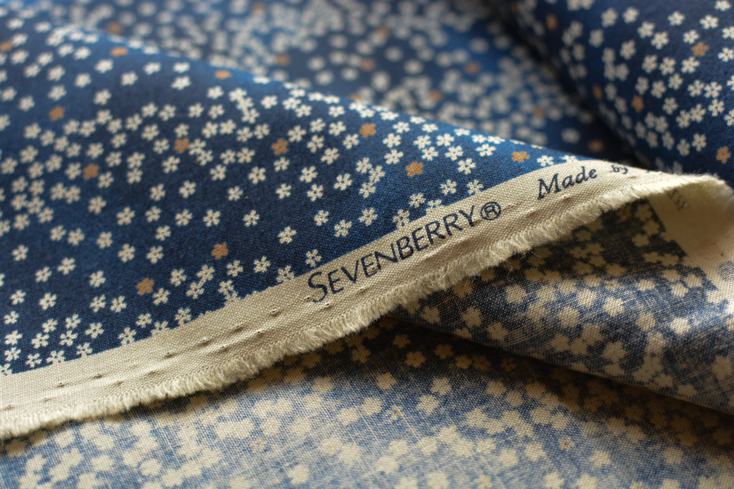 Flowing Cherry Blossoms Navy Blue
