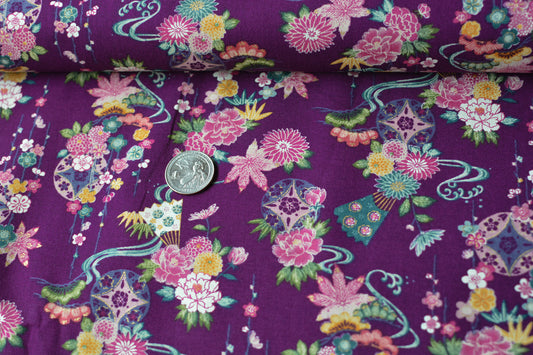 Floral Kimono Print with Gold Accent