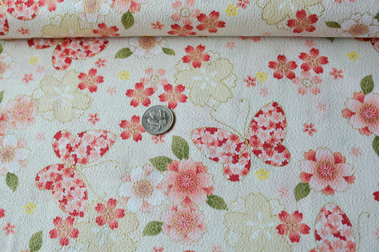 Sakura and Butterfly Cream Japanese Fabric
