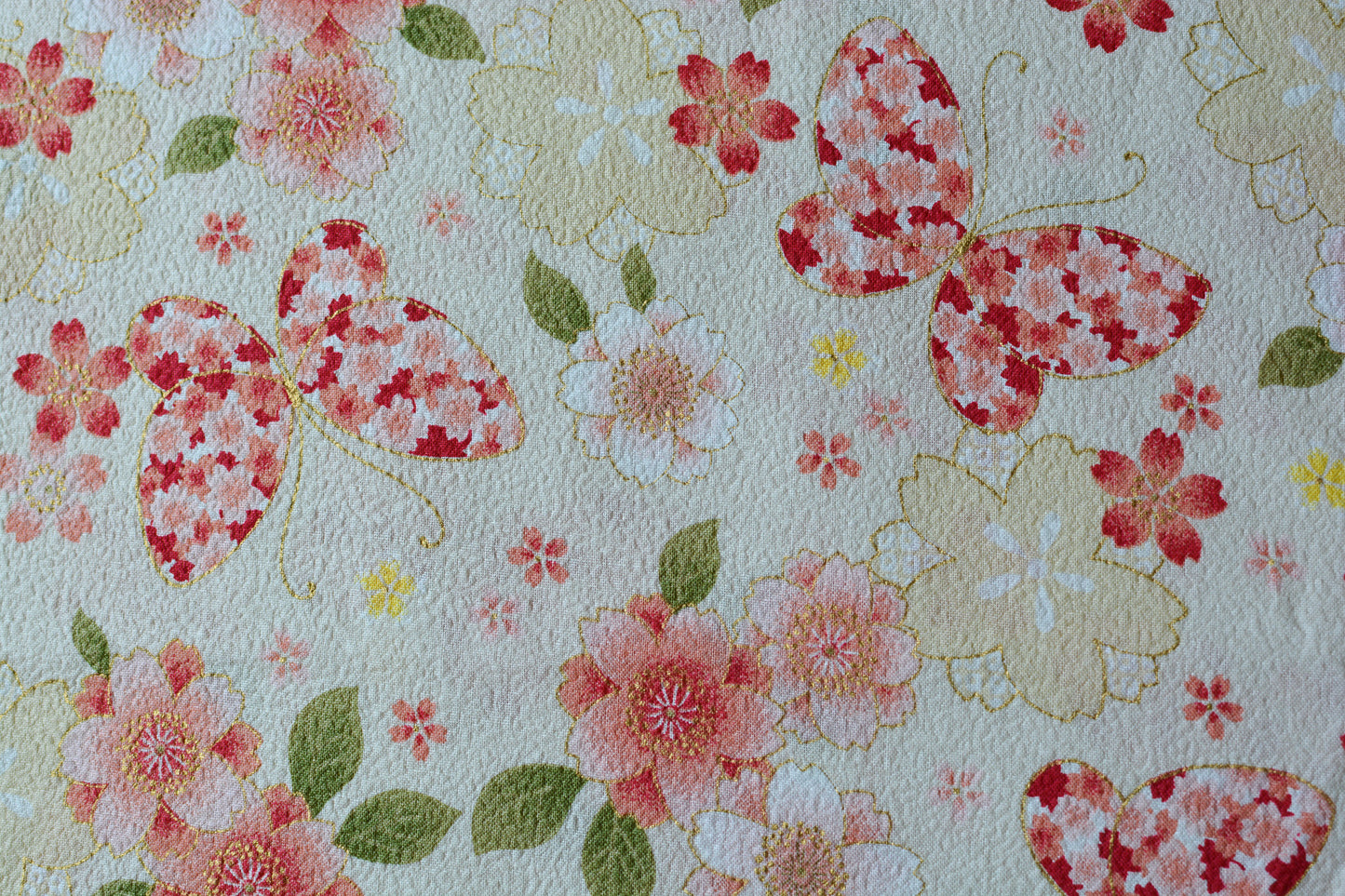 Sakura and Butterfly Cream Japanese Fabric
